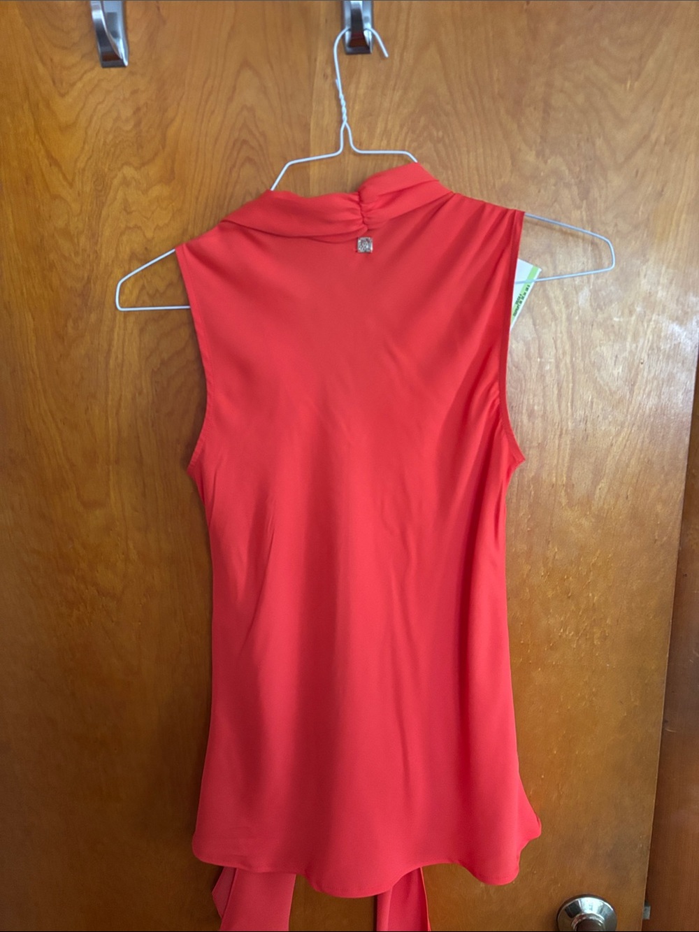 Orange Anne Klein Sleeveless Draped Top with Premise cream Floral belted skirt - Picture 7 of 9
